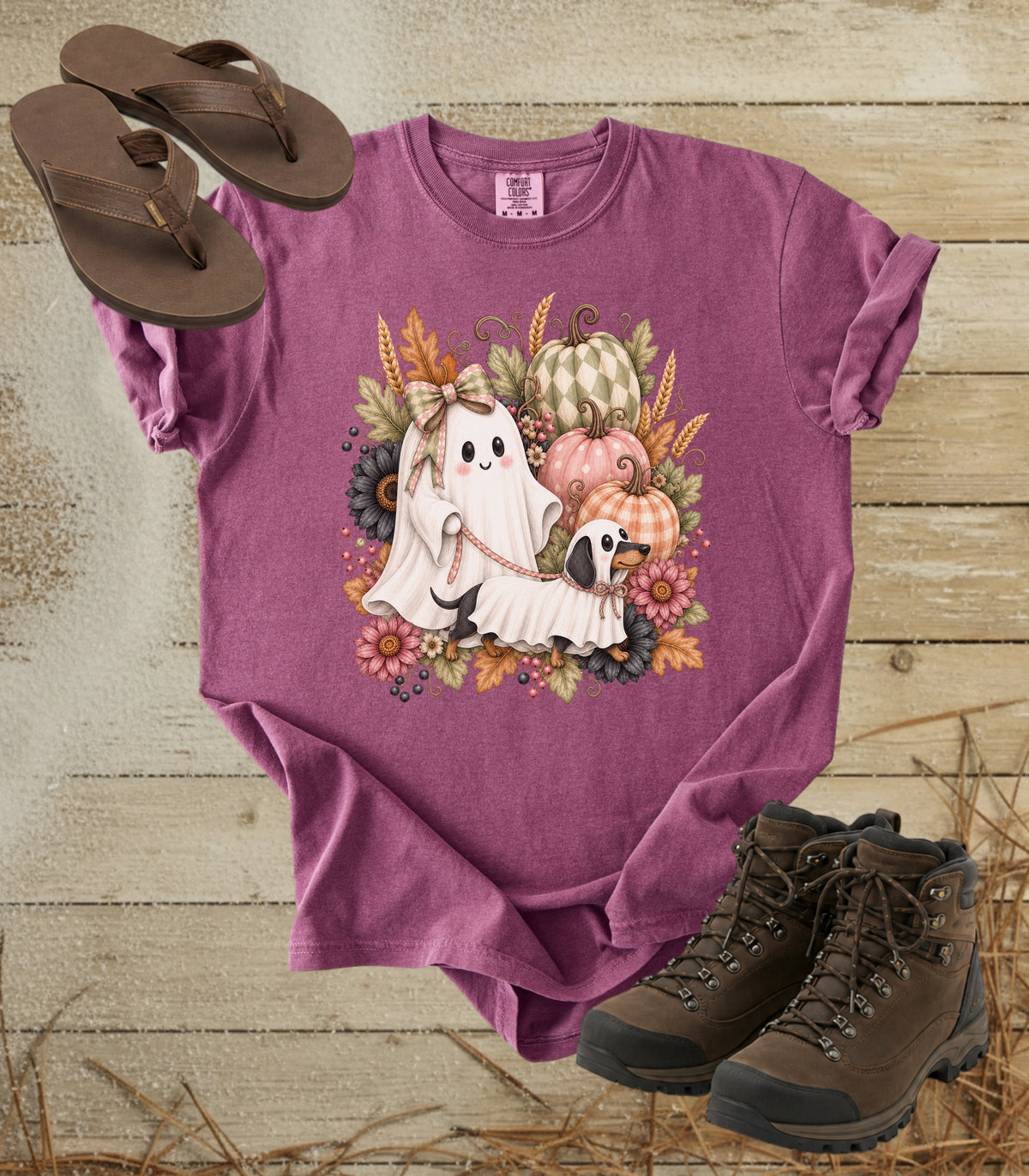 Cute Ghost Walking Dachshund Ghost Tee