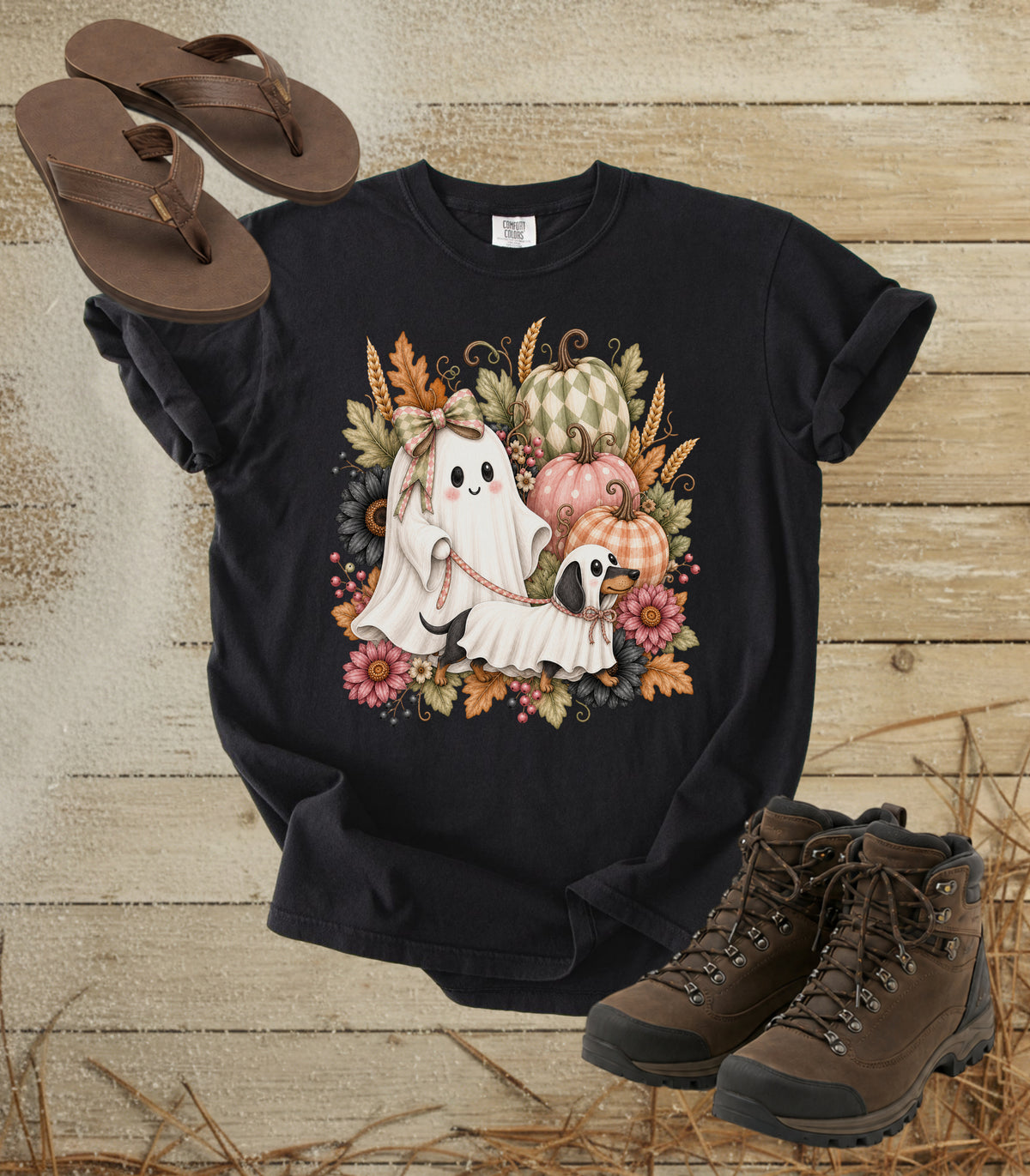 Cute Ghost Walking Dachshund Ghost Tee