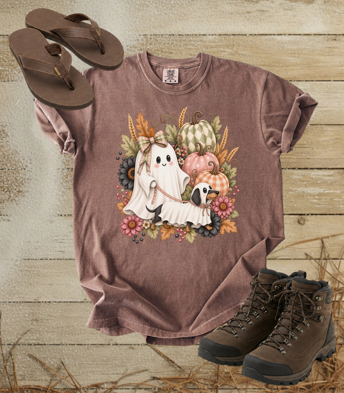 Cute Ghost Walking Dachshund Ghost Tee