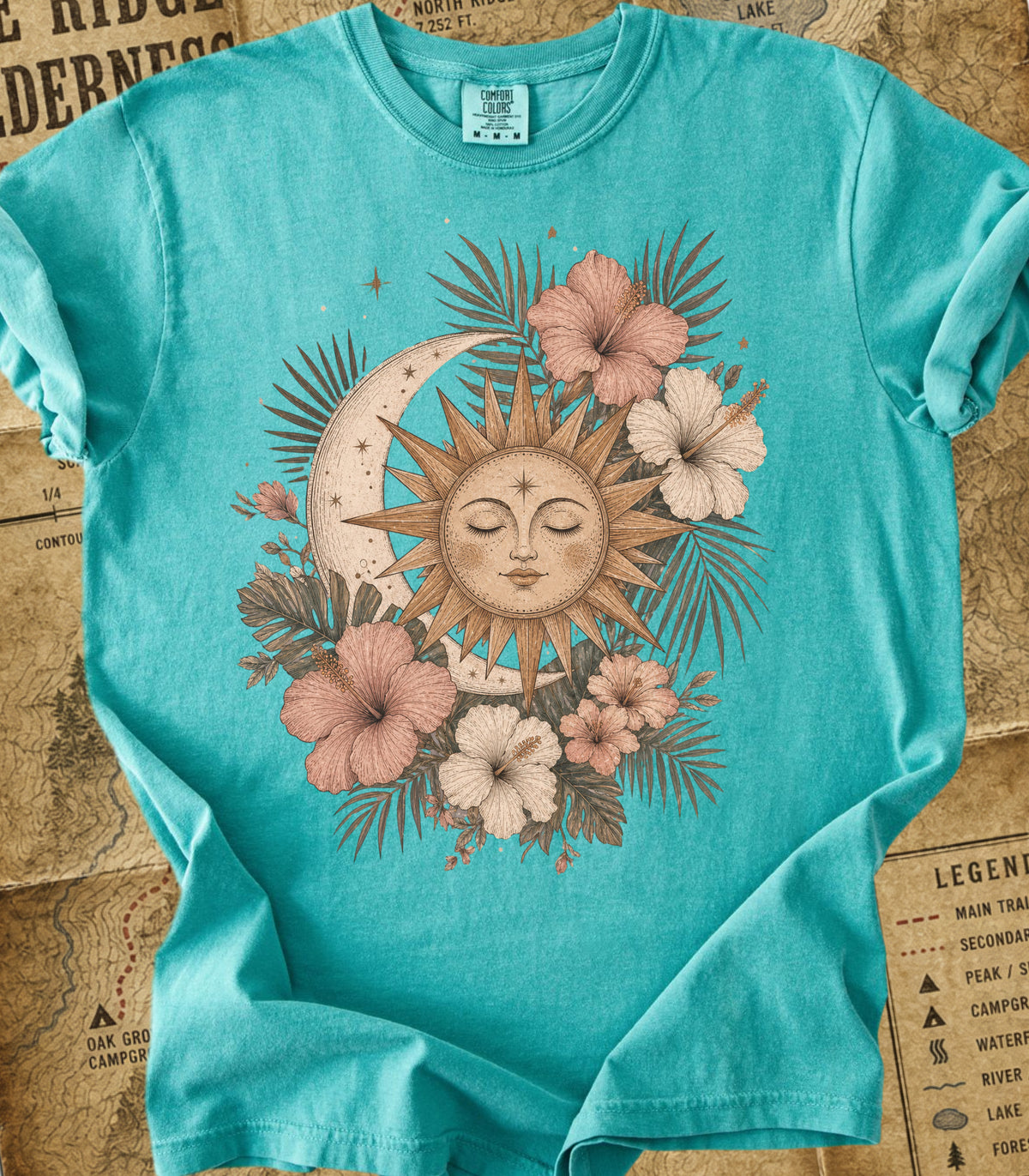 Bohemian Sun & Moon Floral Tee