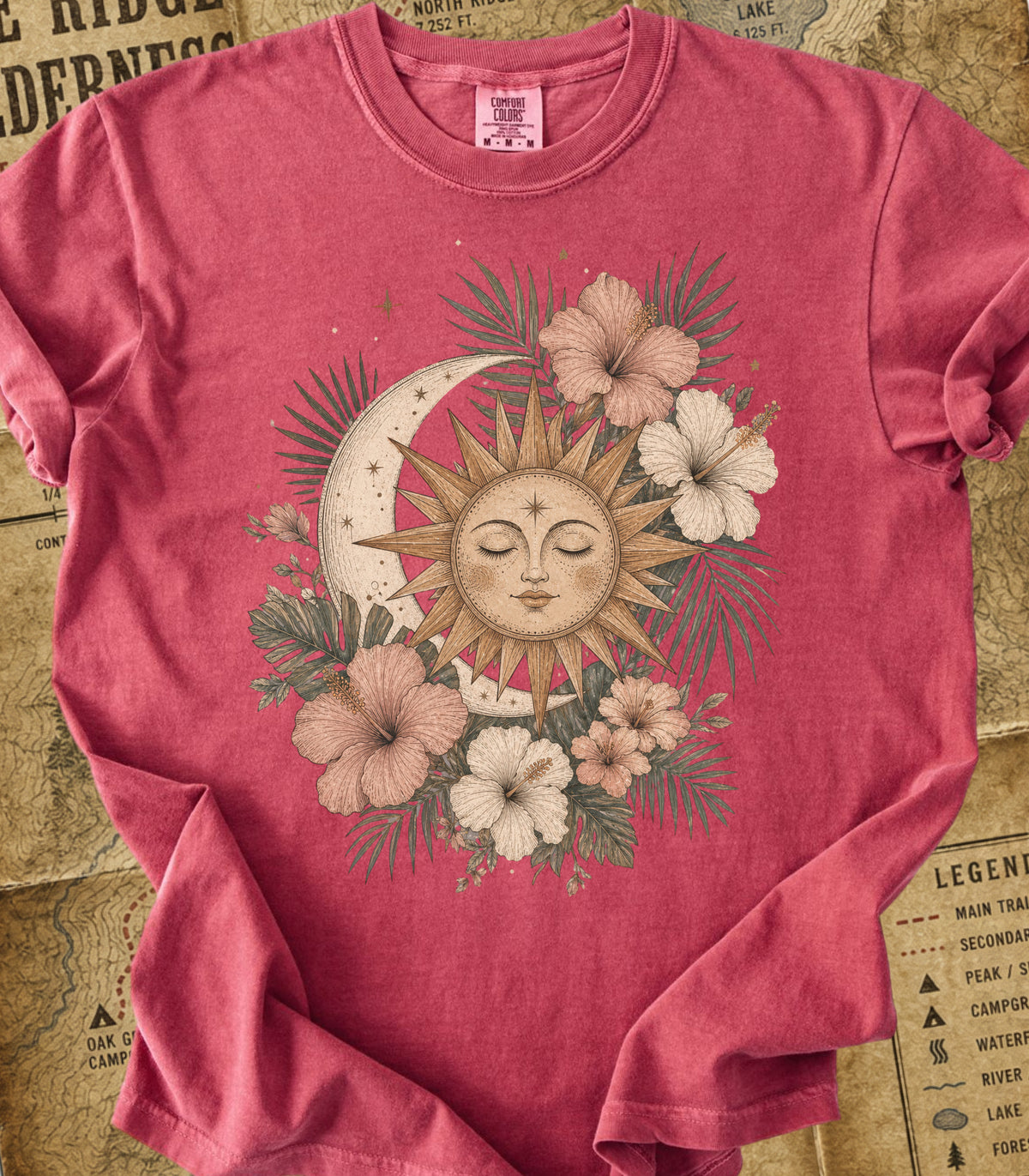 Bohemian Sun & Moon Floral Tee
