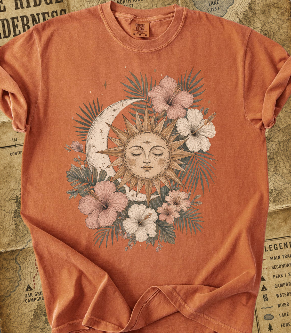 Bohemian Sun & Moon Floral Tee