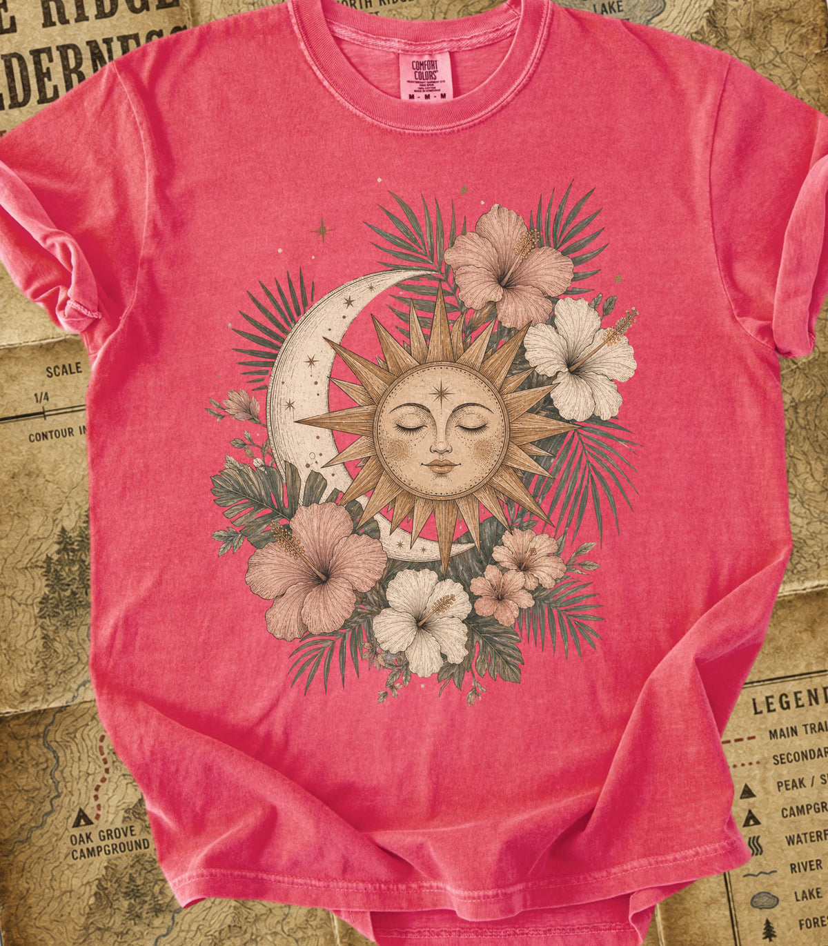 Bohemian Sun & Moon Floral Tee
