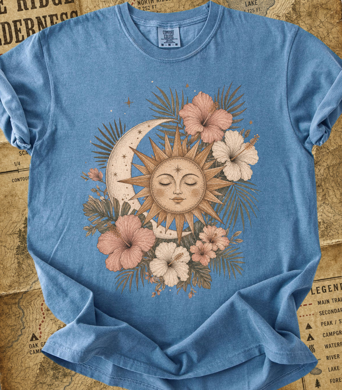 Bohemian Sun & Moon Floral Tee