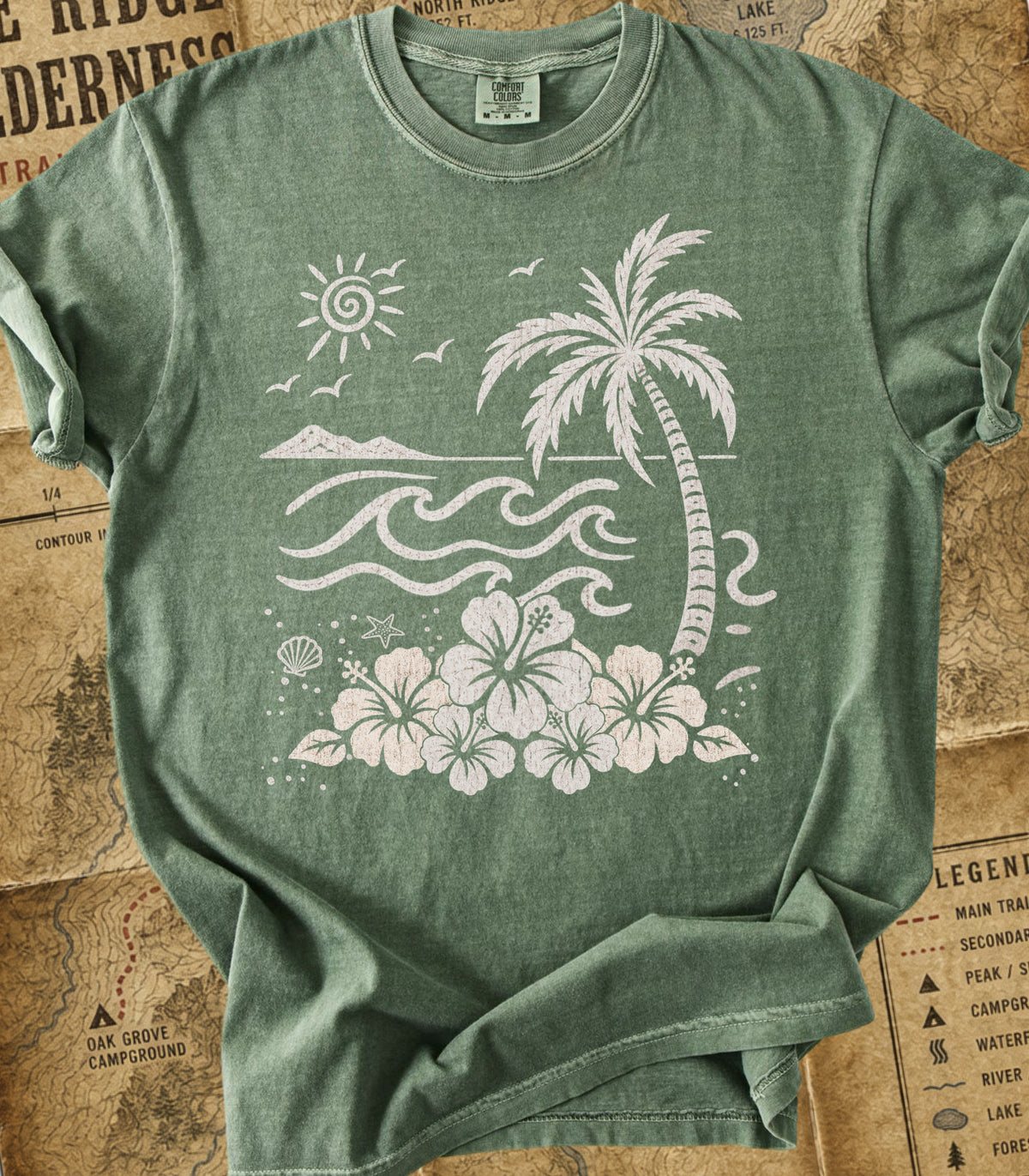Palm and Waves Tee