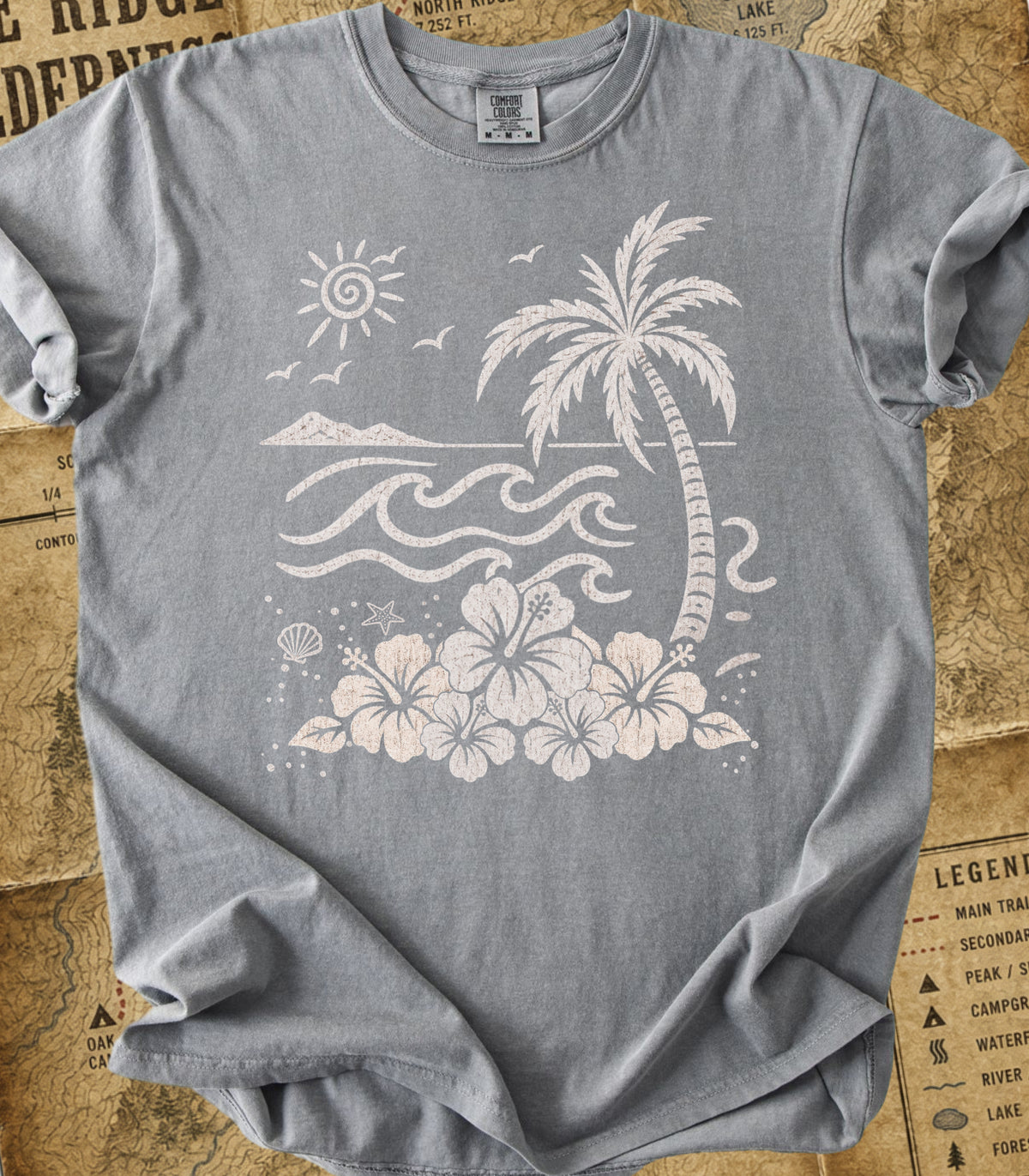 Palm and Waves Tee