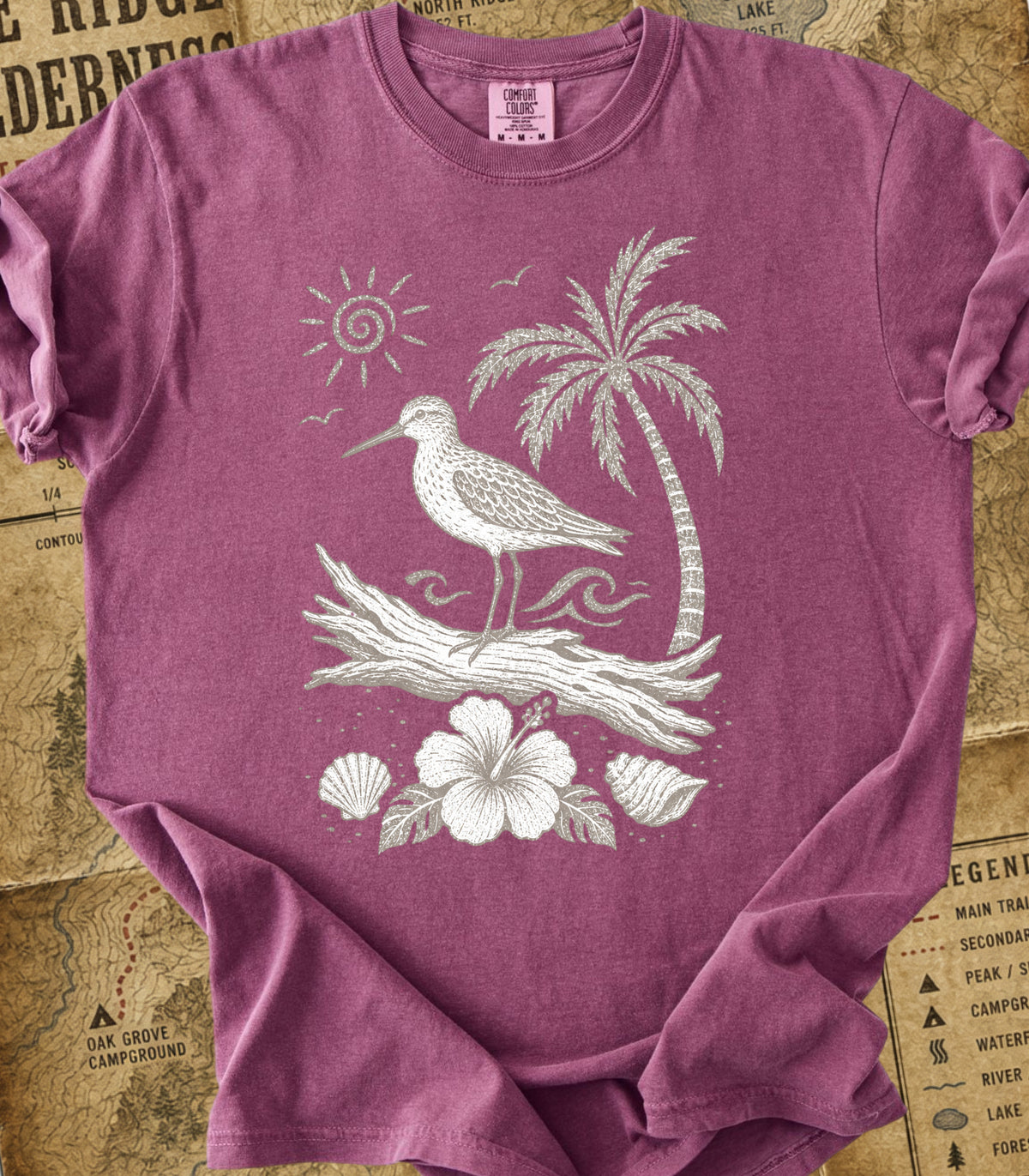 Coastal Shorebird on Driftwood Tee