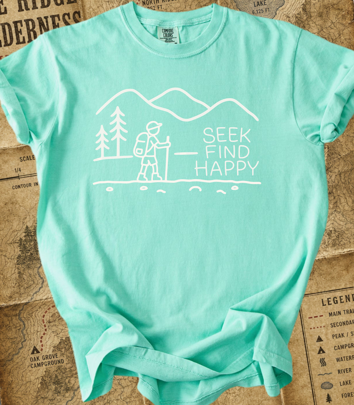 Seek Find Happy Boy Hiking Tee