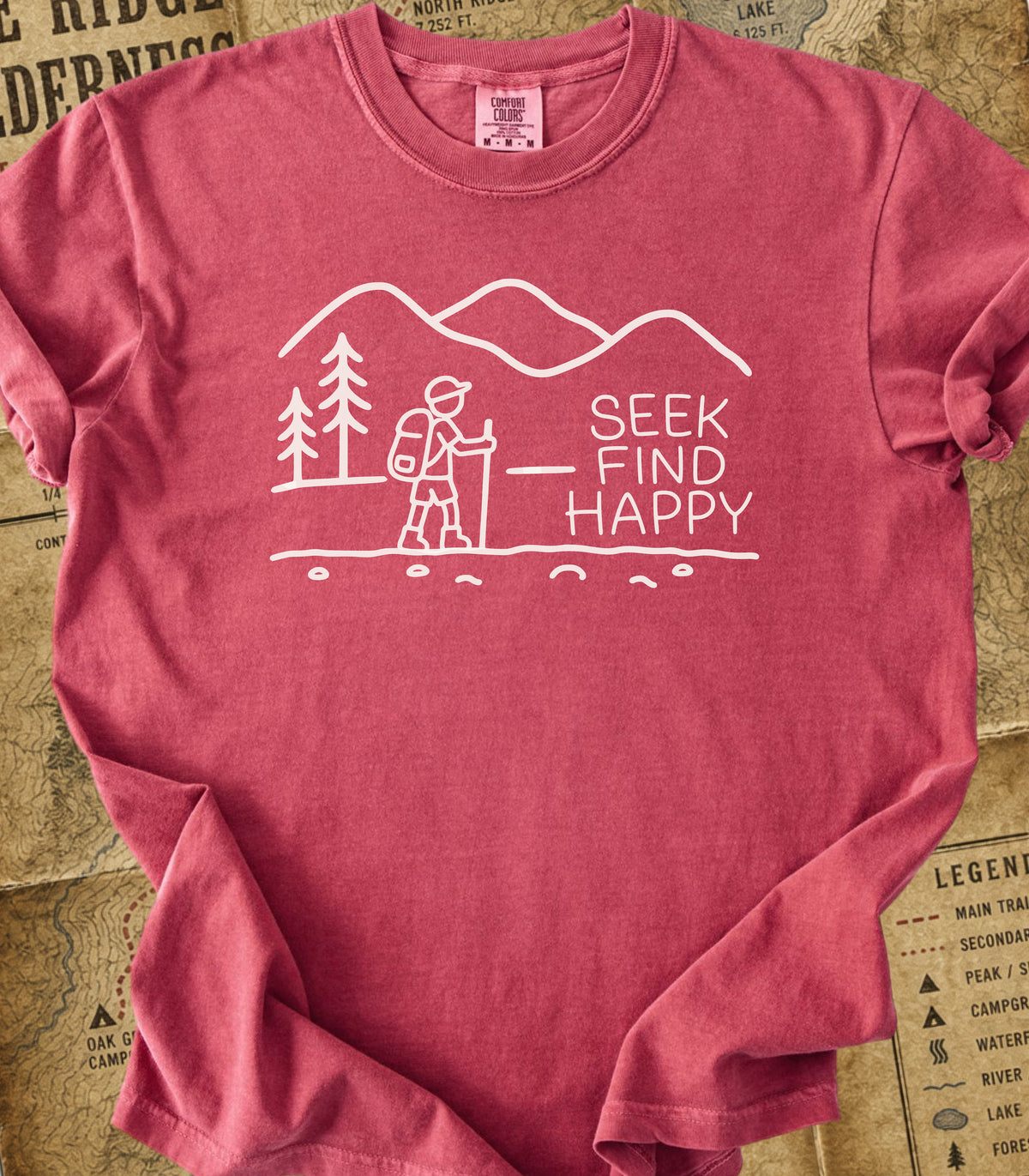 Seek Find Happy Boy Hiking Tee