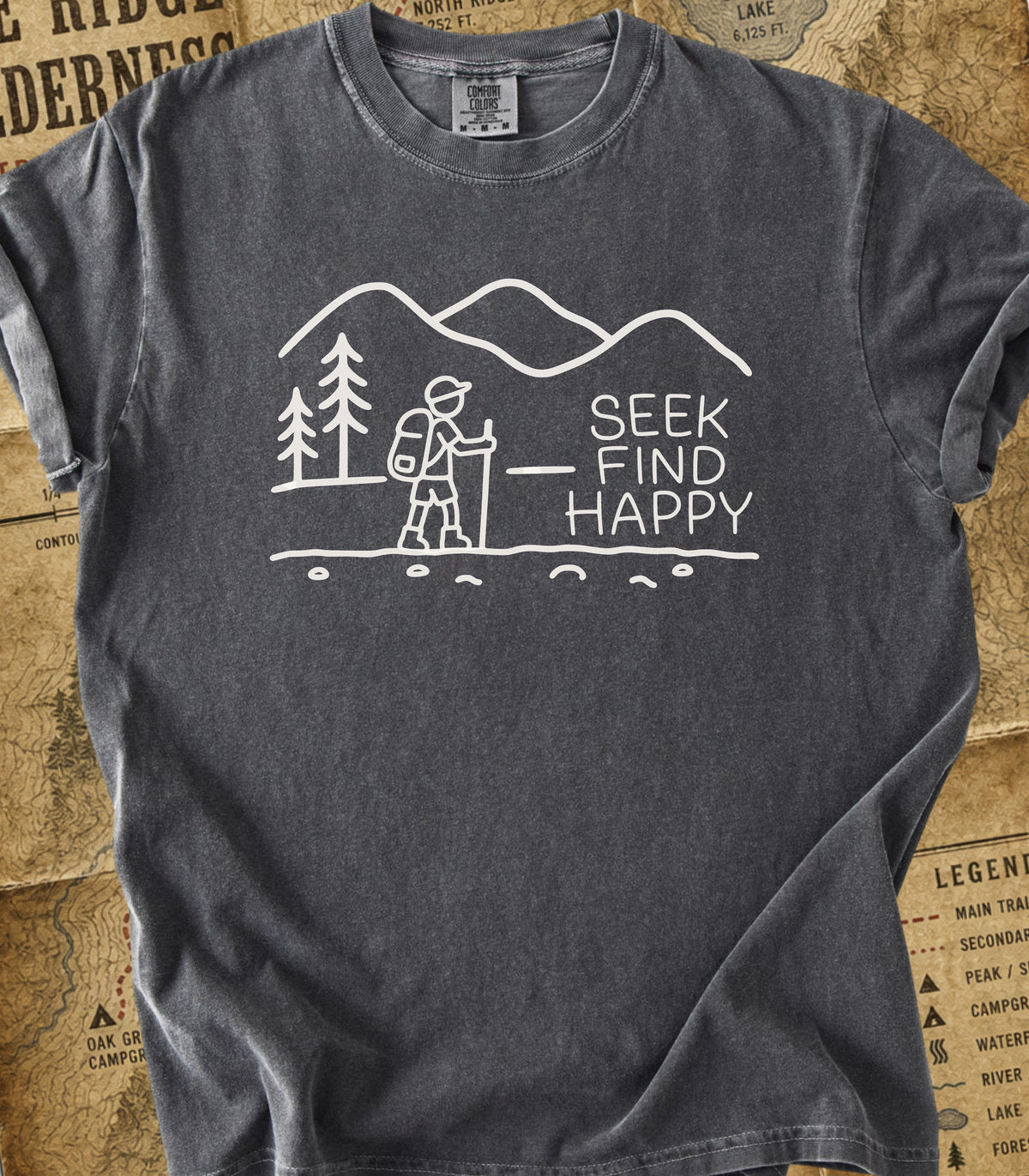Seek Find Happy Boy Hiking Tee