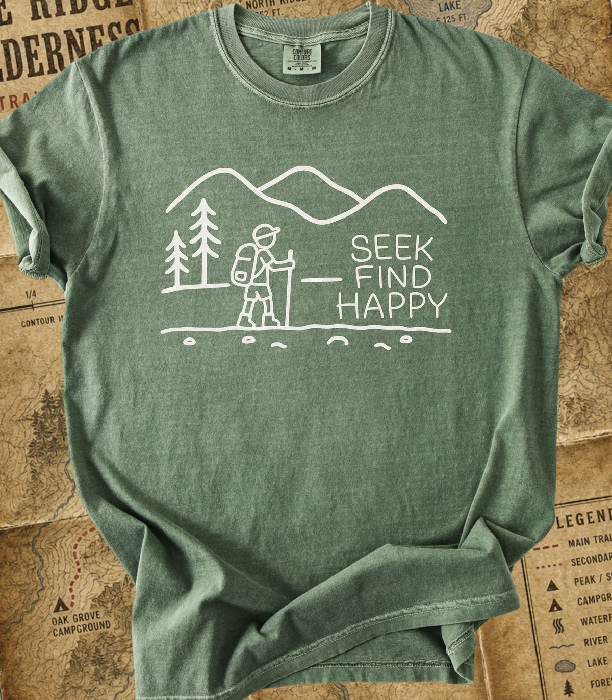 Seek Find Happy Boy Hiking Tee