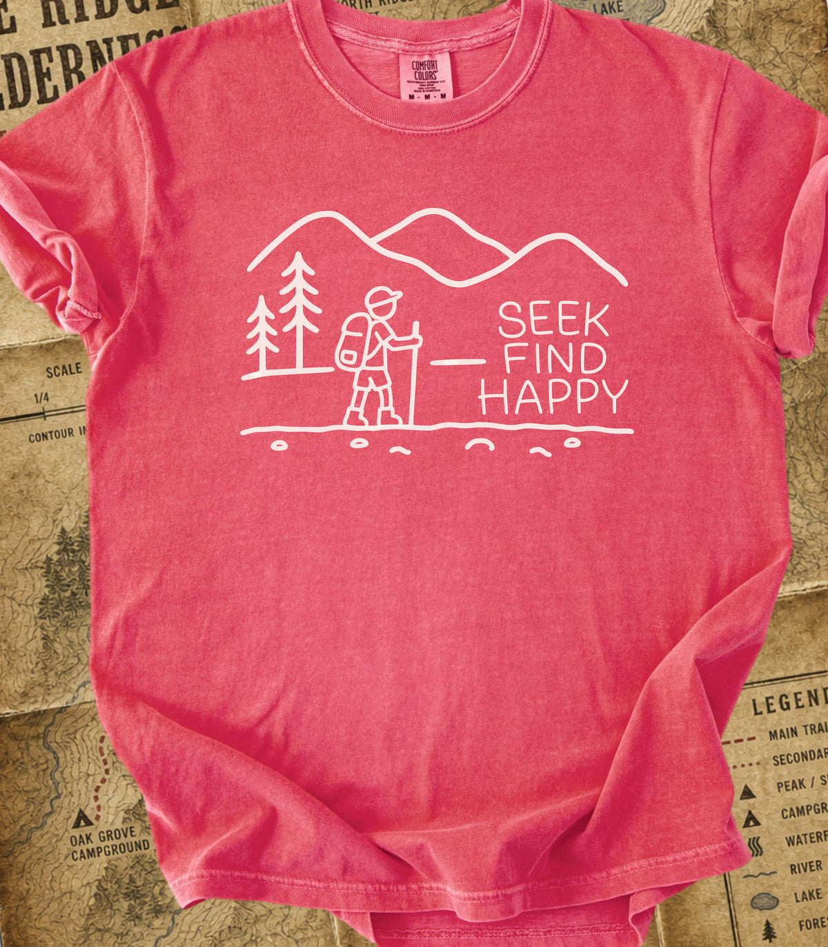 Seek Find Happy Boy Hiking Tee