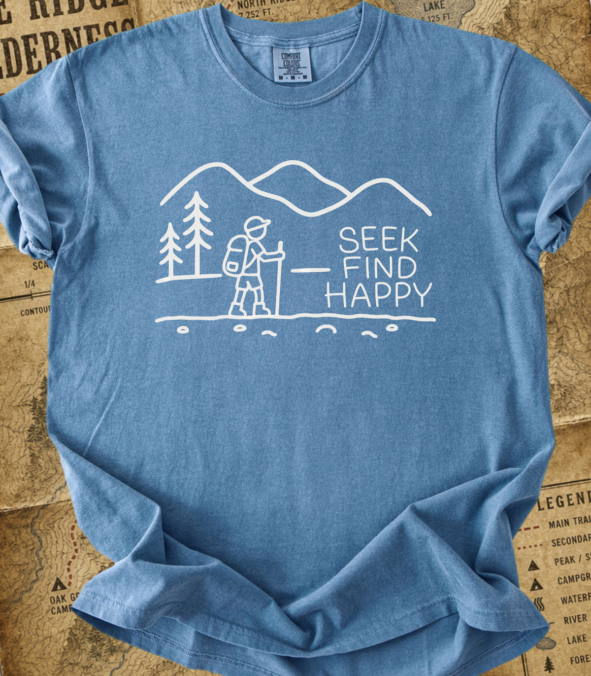 Seek Find Happy Boy Hiking Tee