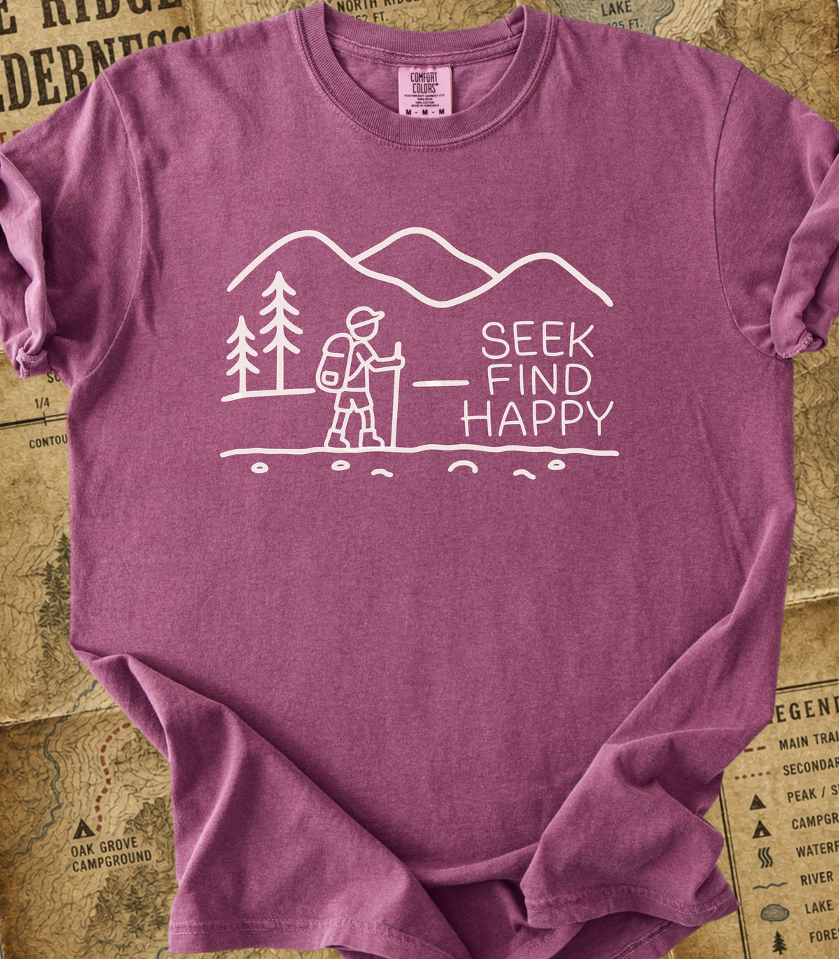 Seek Find Happy Boy Hiking Tee