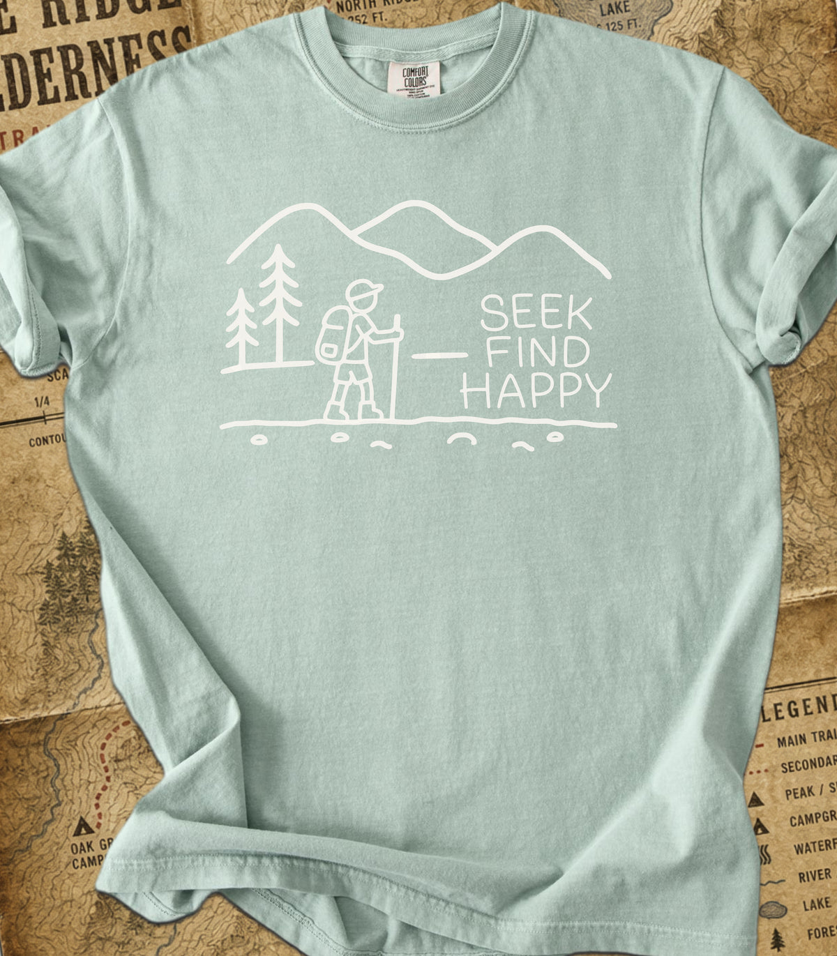 Seek Find Happy Boy Hiking Tee