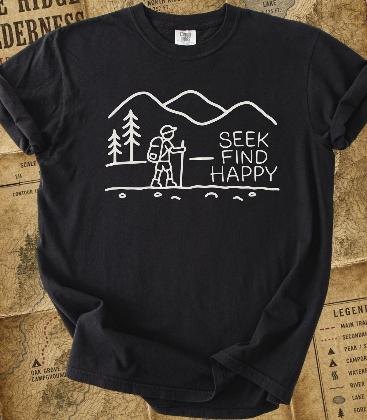 Seek Find Happy Boy Hiking Tee