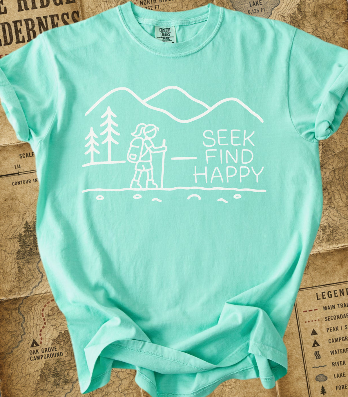 Seek Find Happy Girl Hiking Tee