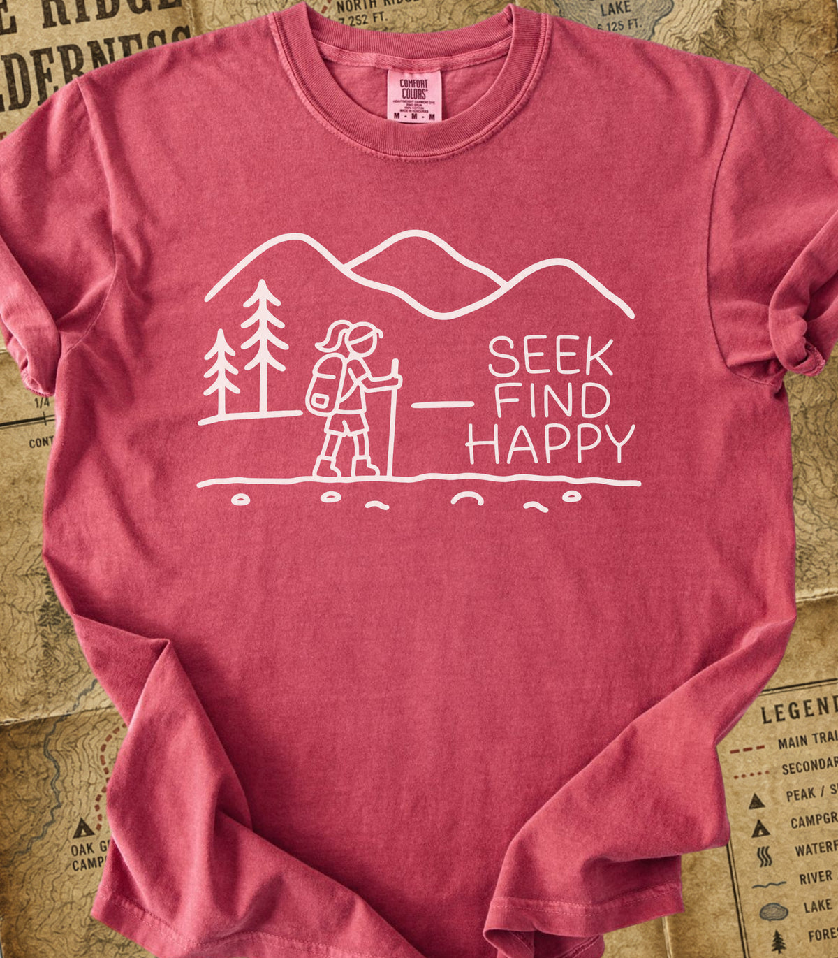 Seek Find Happy Girl Hiking Tee