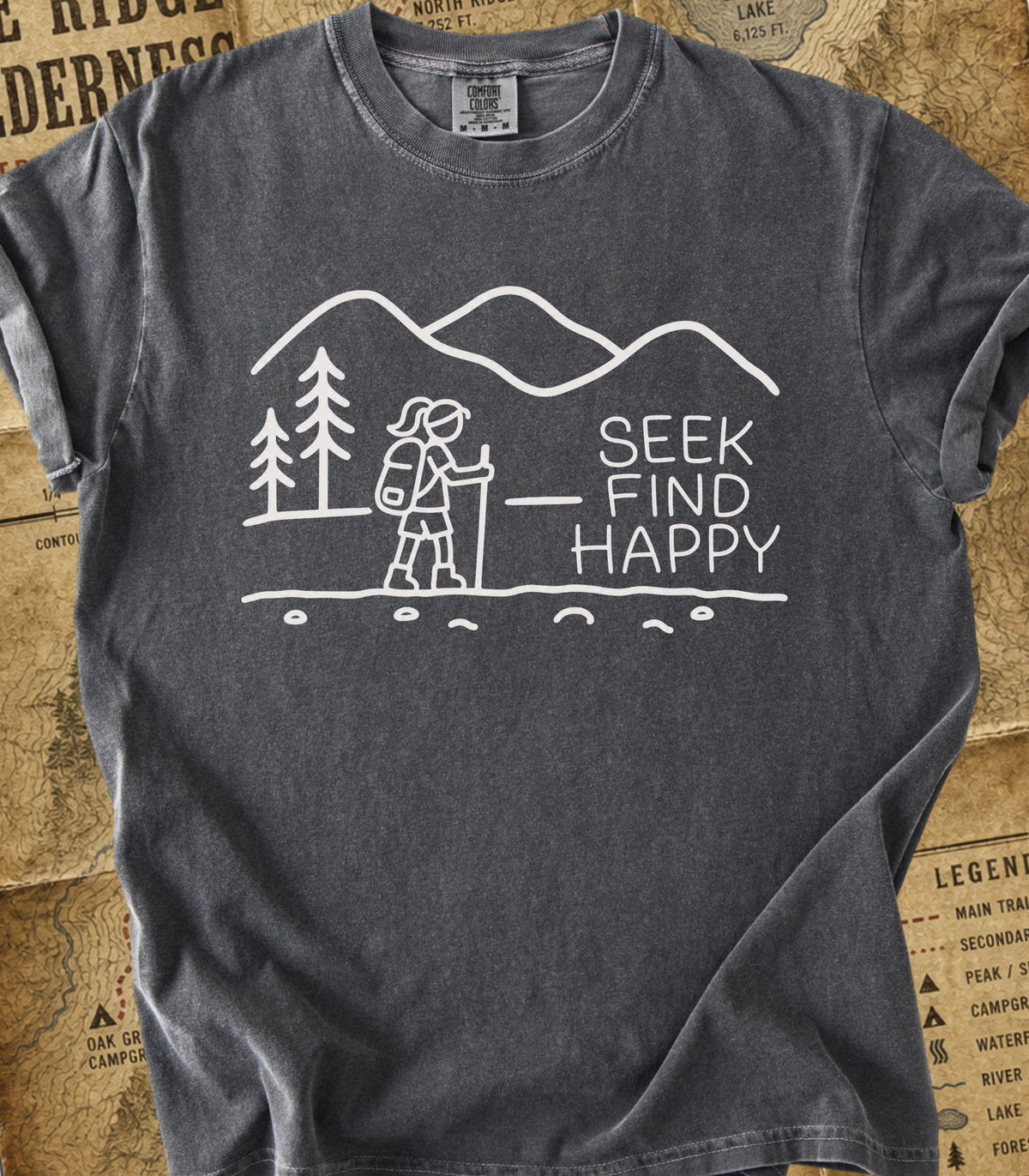 Seek Find Happy Girl Hiking Tee
