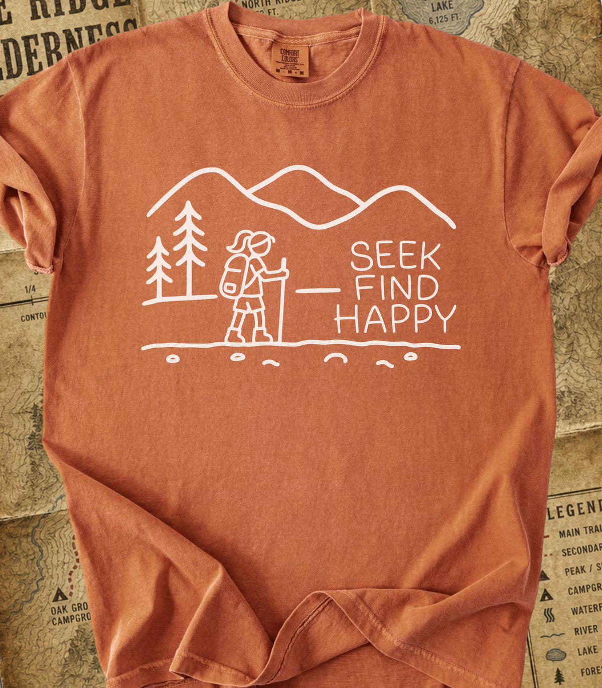 Seek Find Happy Girl Hiking Tee