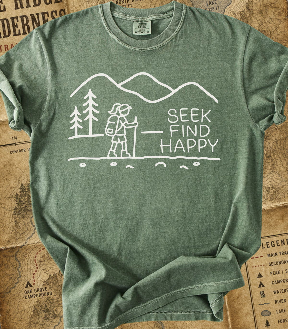 Seek Find Happy Girl Hiking Tee