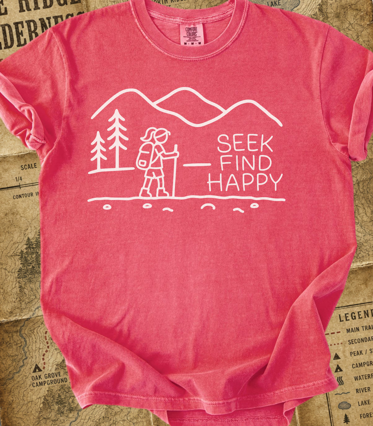 Seek Find Happy Girl Hiking Tee