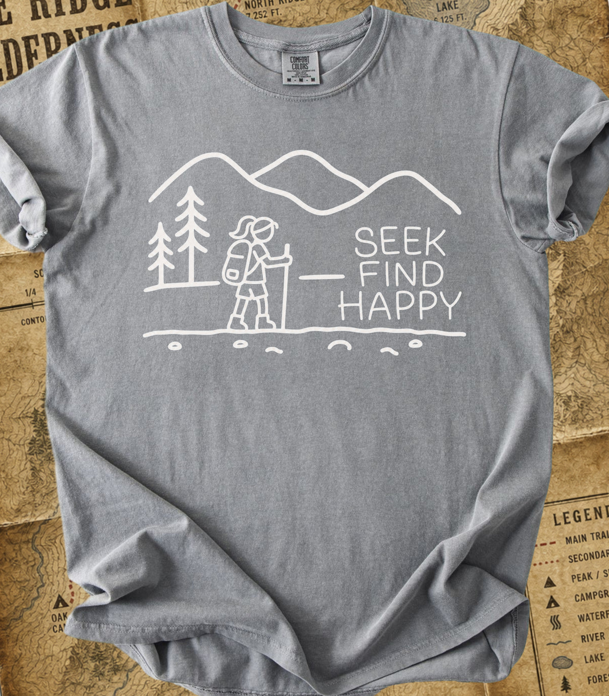 Seek Find Happy Girl Hiking Tee