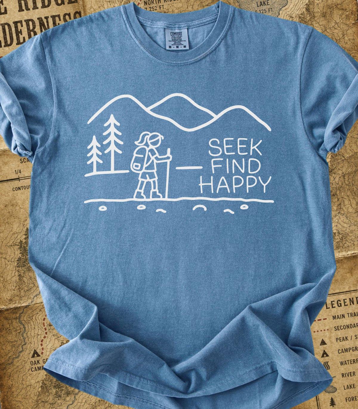Seek Find Happy Girl Hiking Tee