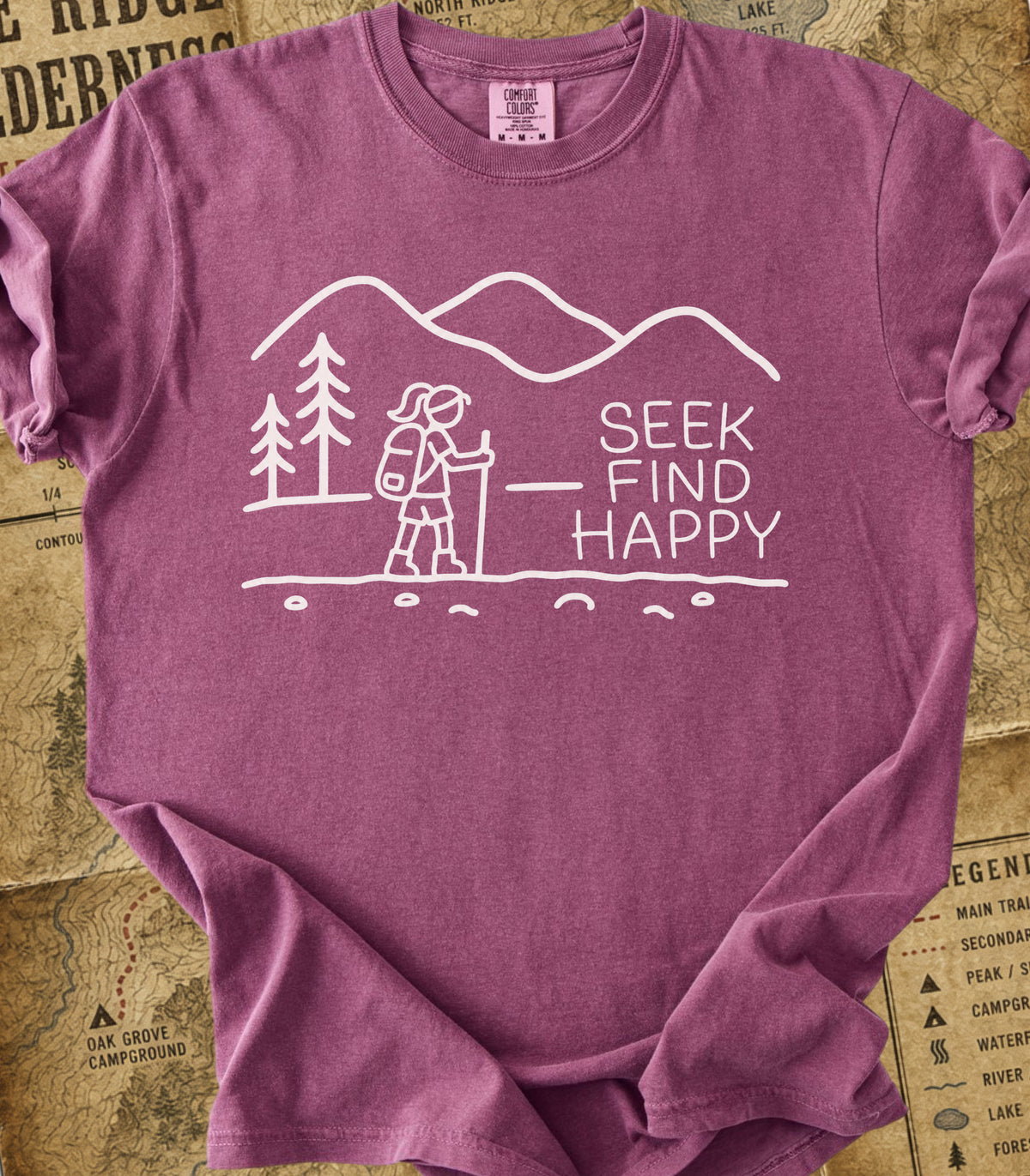 Seek Find Happy Girl Hiking Tee