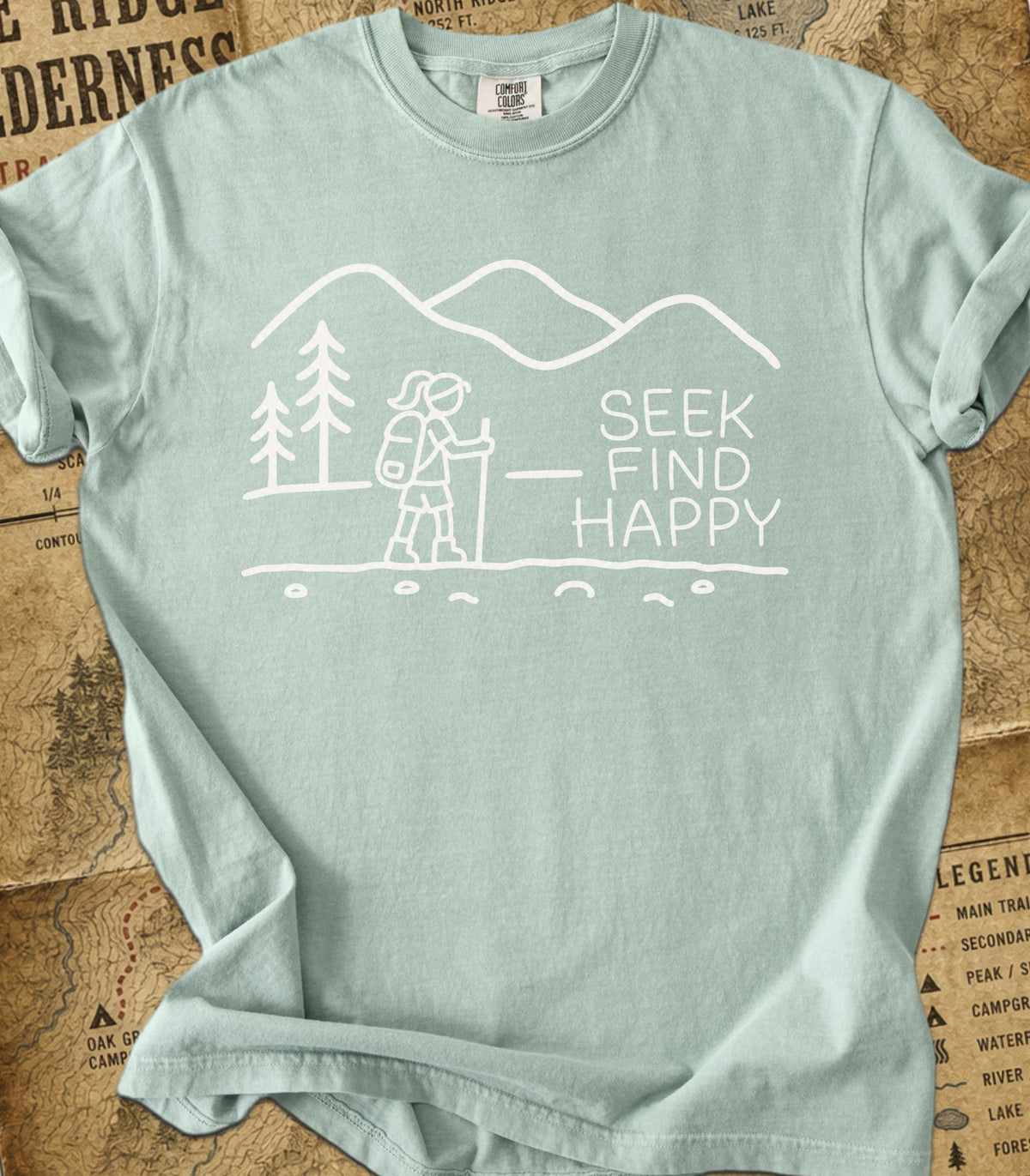 Seek Find Happy Girl Hiking Tee