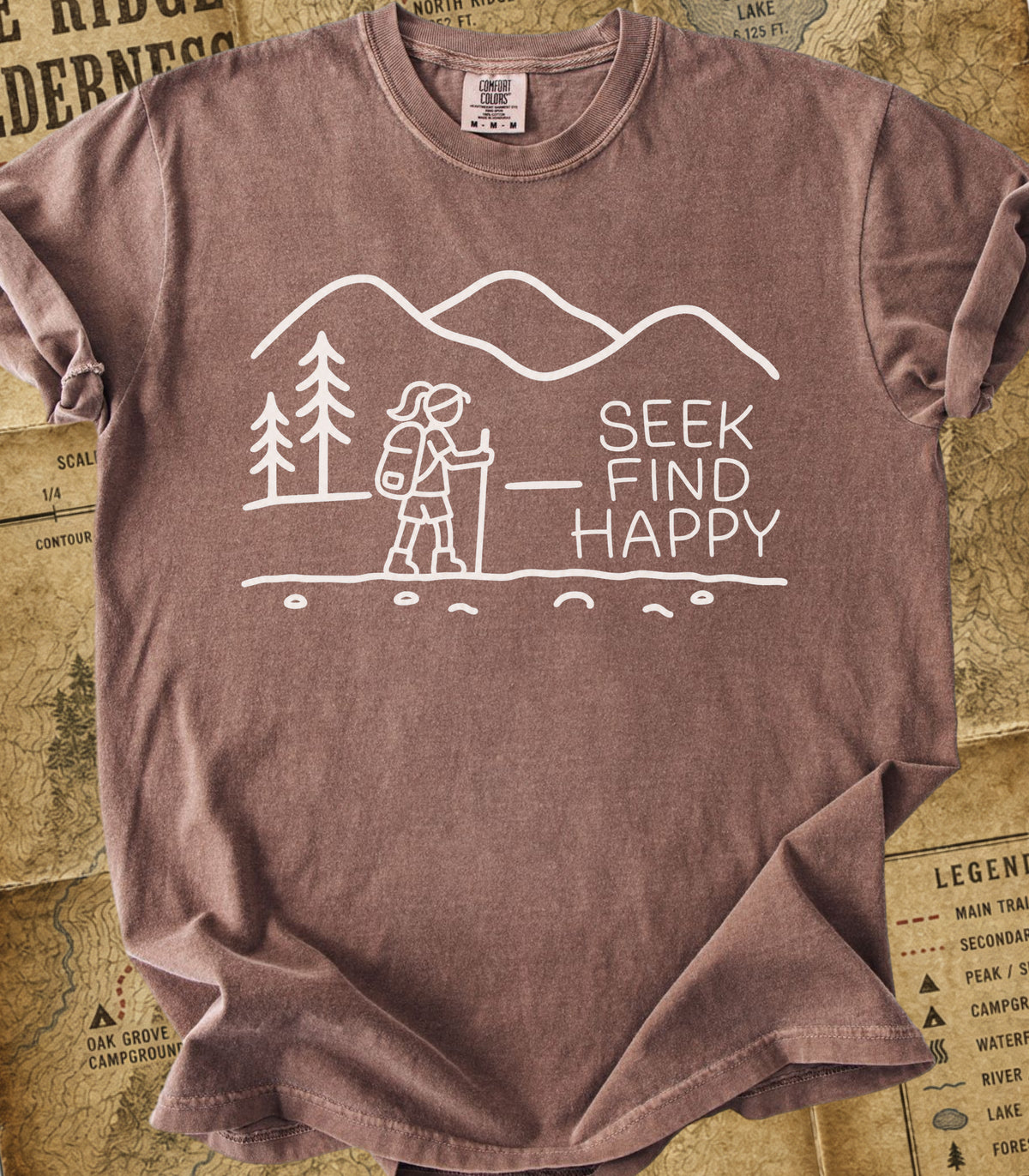 Seek Find Happy Girl Hiking Tee