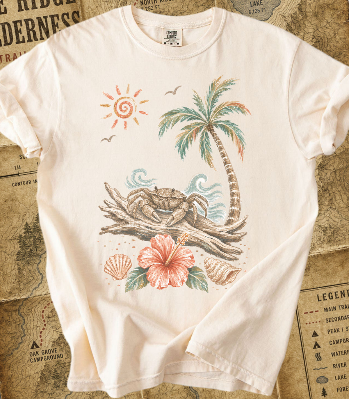 Crab on Driftwood Tee