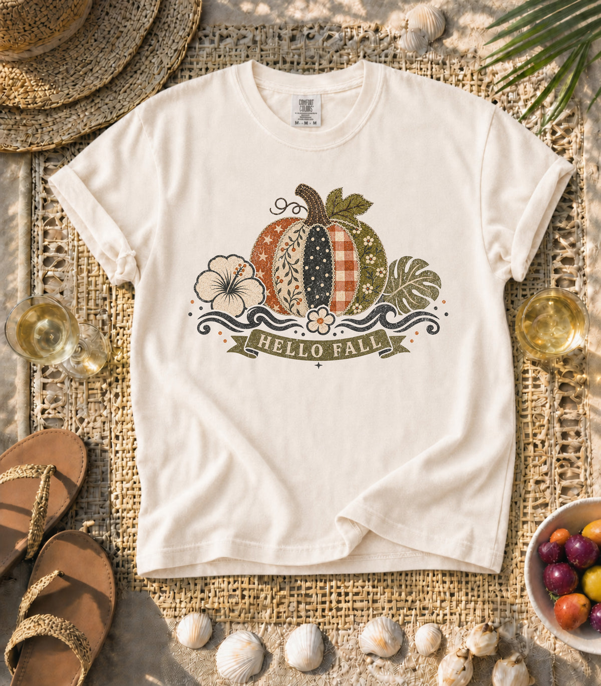 Faux Patch Pumpkin Hello Fall Tee