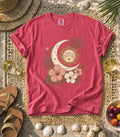 Boho Sleeping Sun Crescent Moon Tee