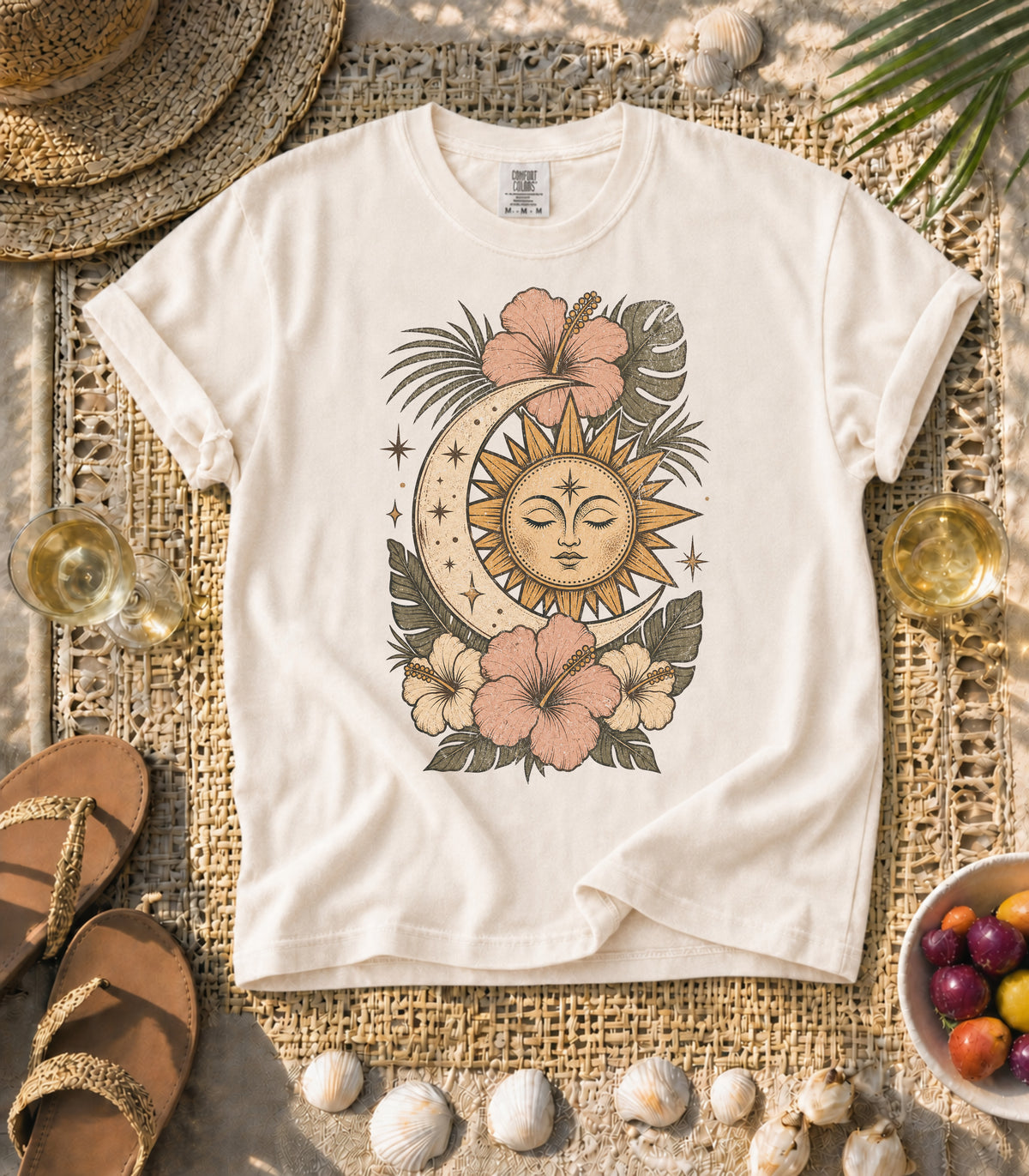 Boho Crescent Moon & Sun Tee