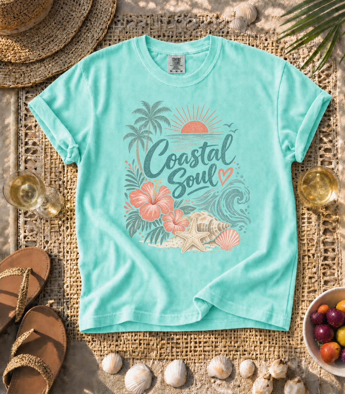 Coastal Soul Shells & Palms Tee