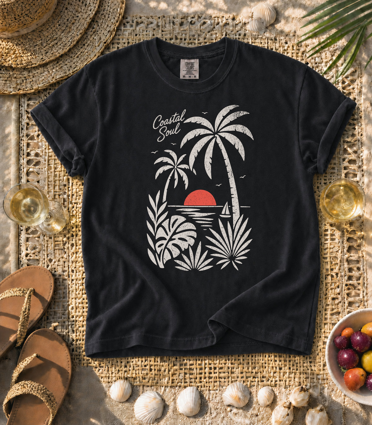 Coastal Soul Sunset in White Tee