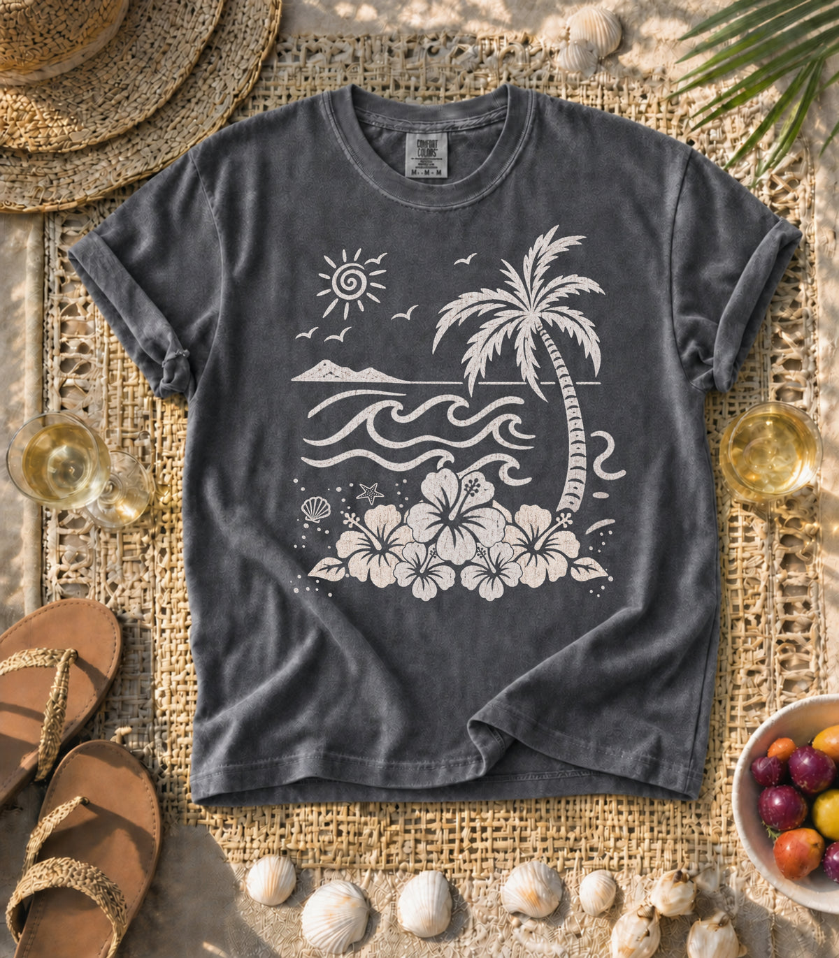 Palm and Waves Tee