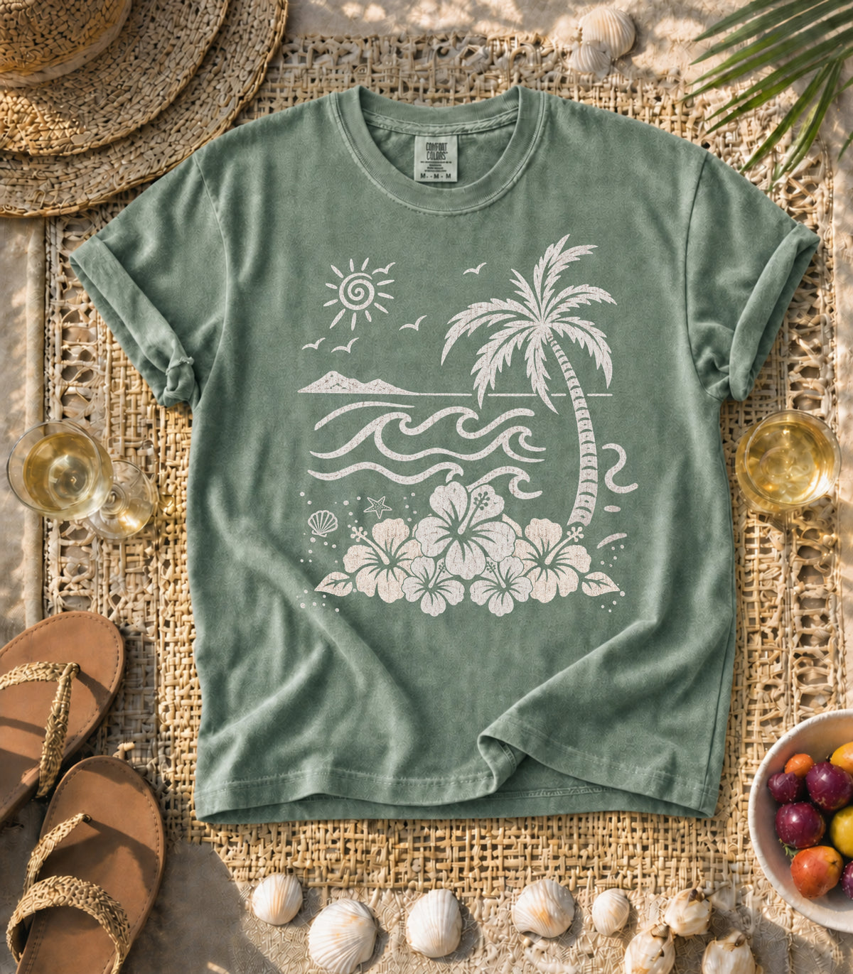 Palm and Waves Tee