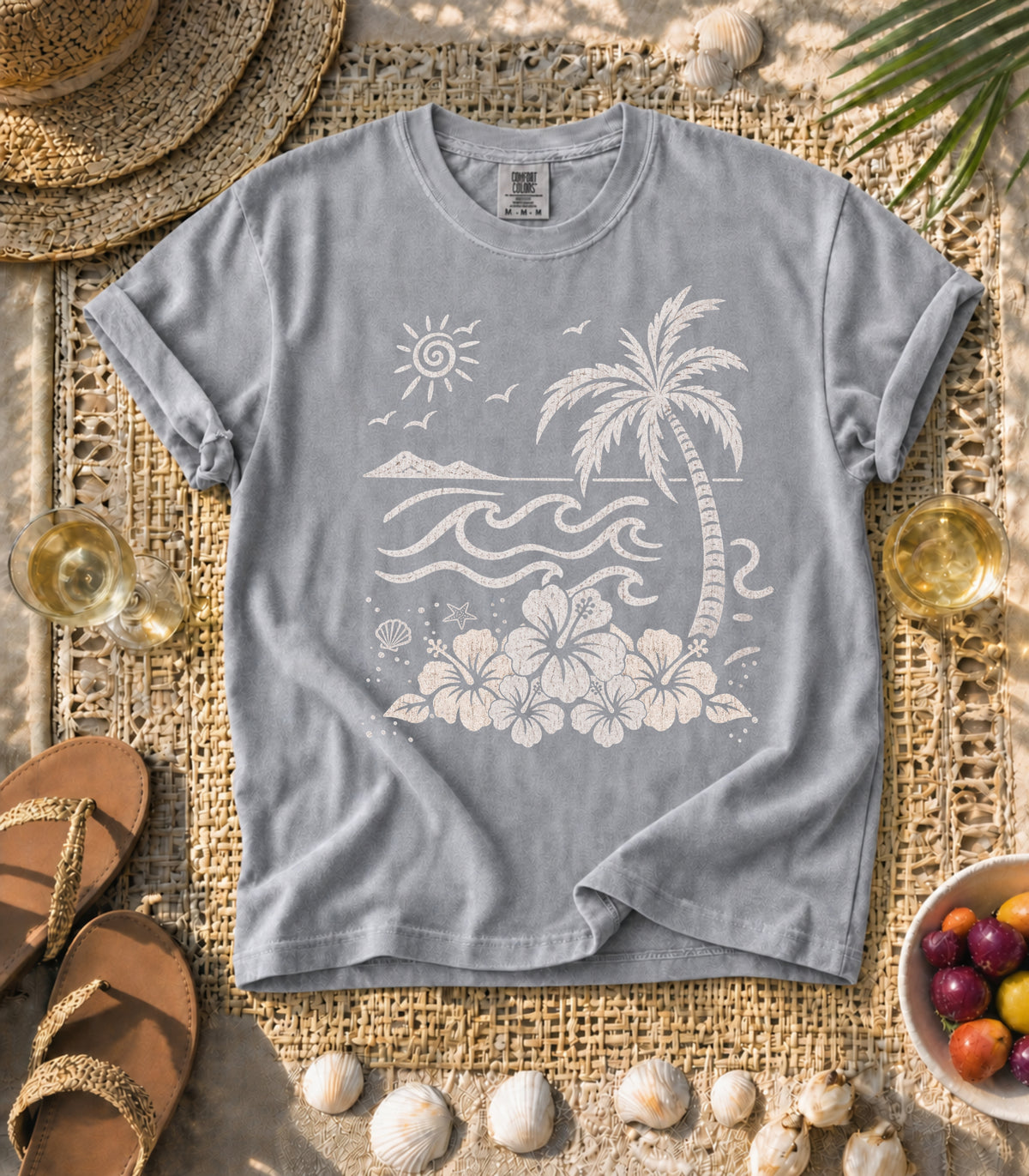 Palm and Waves Tee