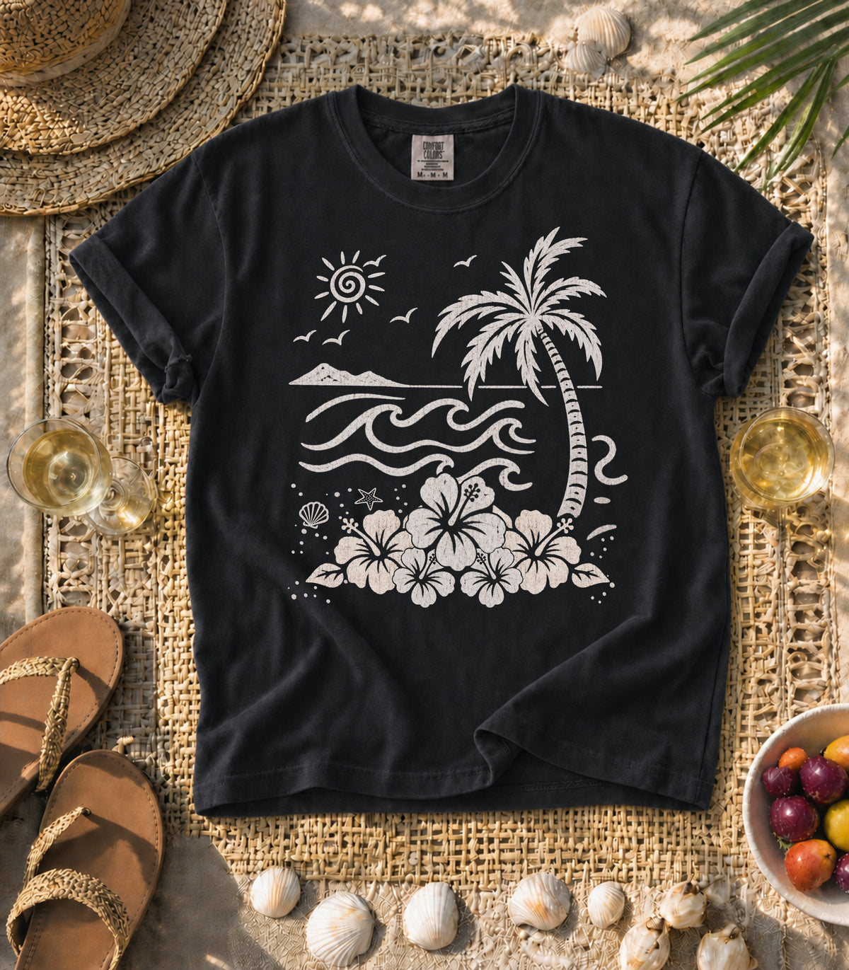 Palm and Waves Tee