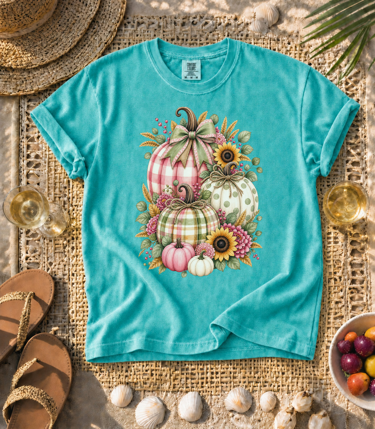 Plaid Pumpkin Sunflower Tee