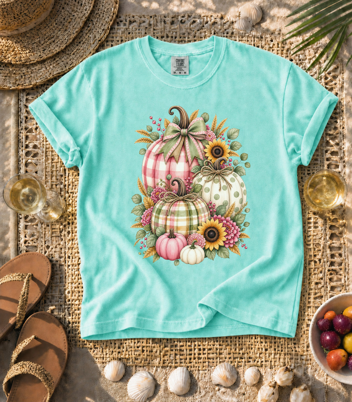 Plaid Pumpkin Sunflower Tee