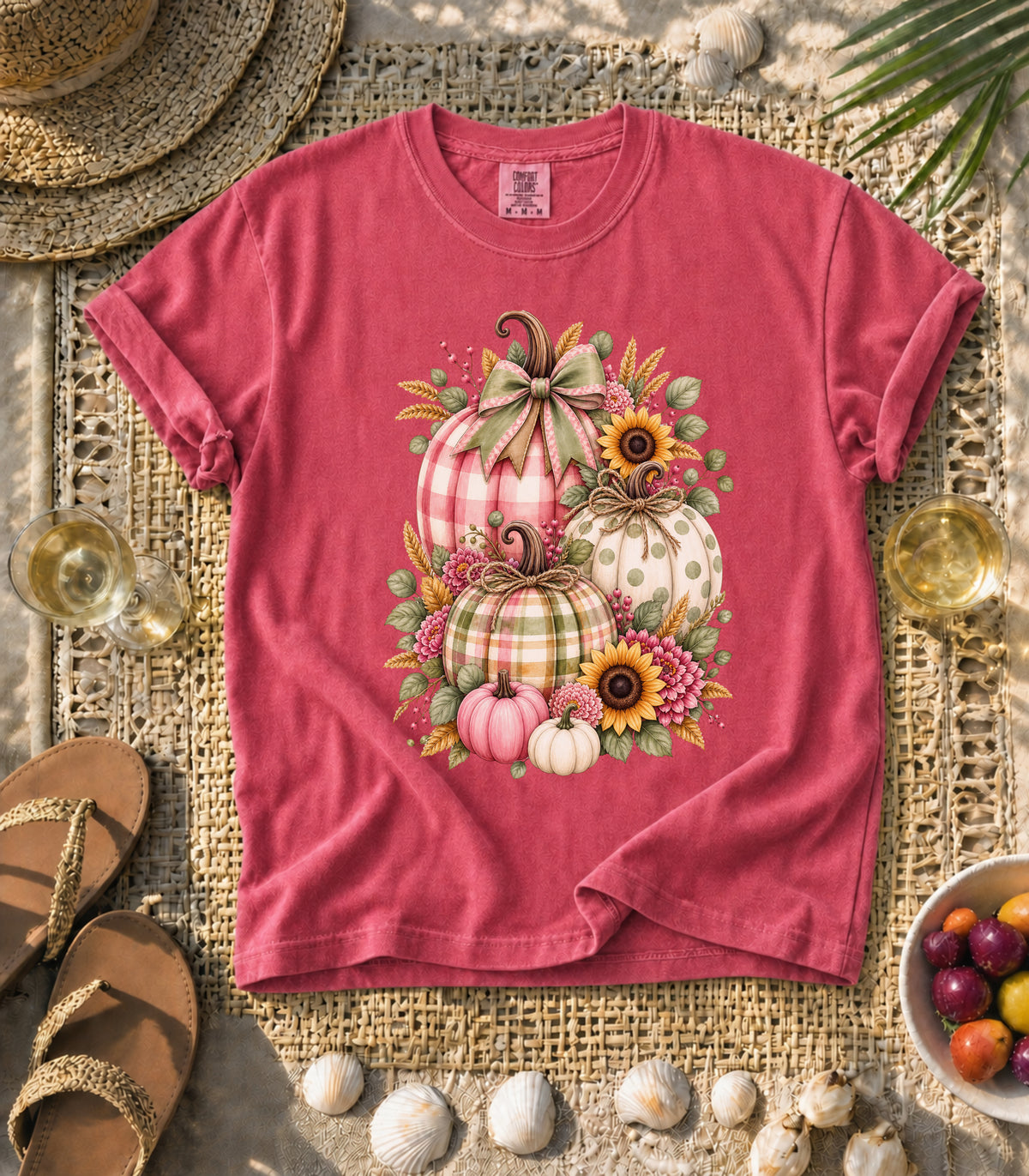 Plaid Pumpkin Sunflower Tee