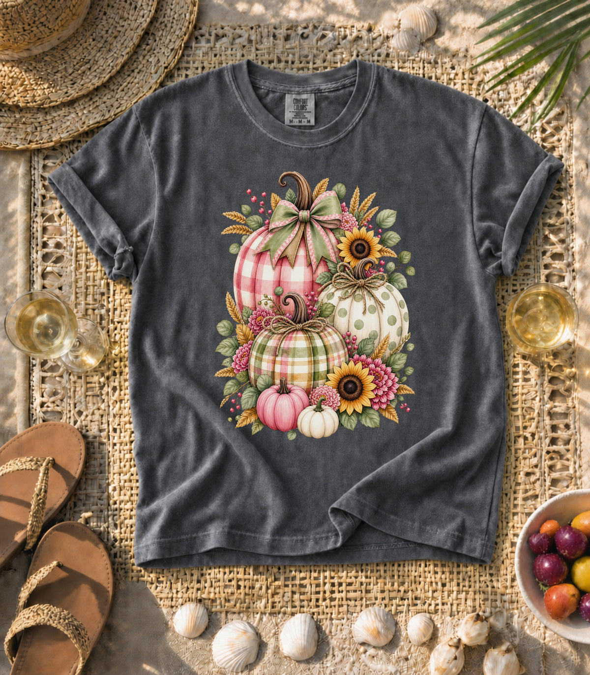 Plaid Pumpkin Sunflower Tee