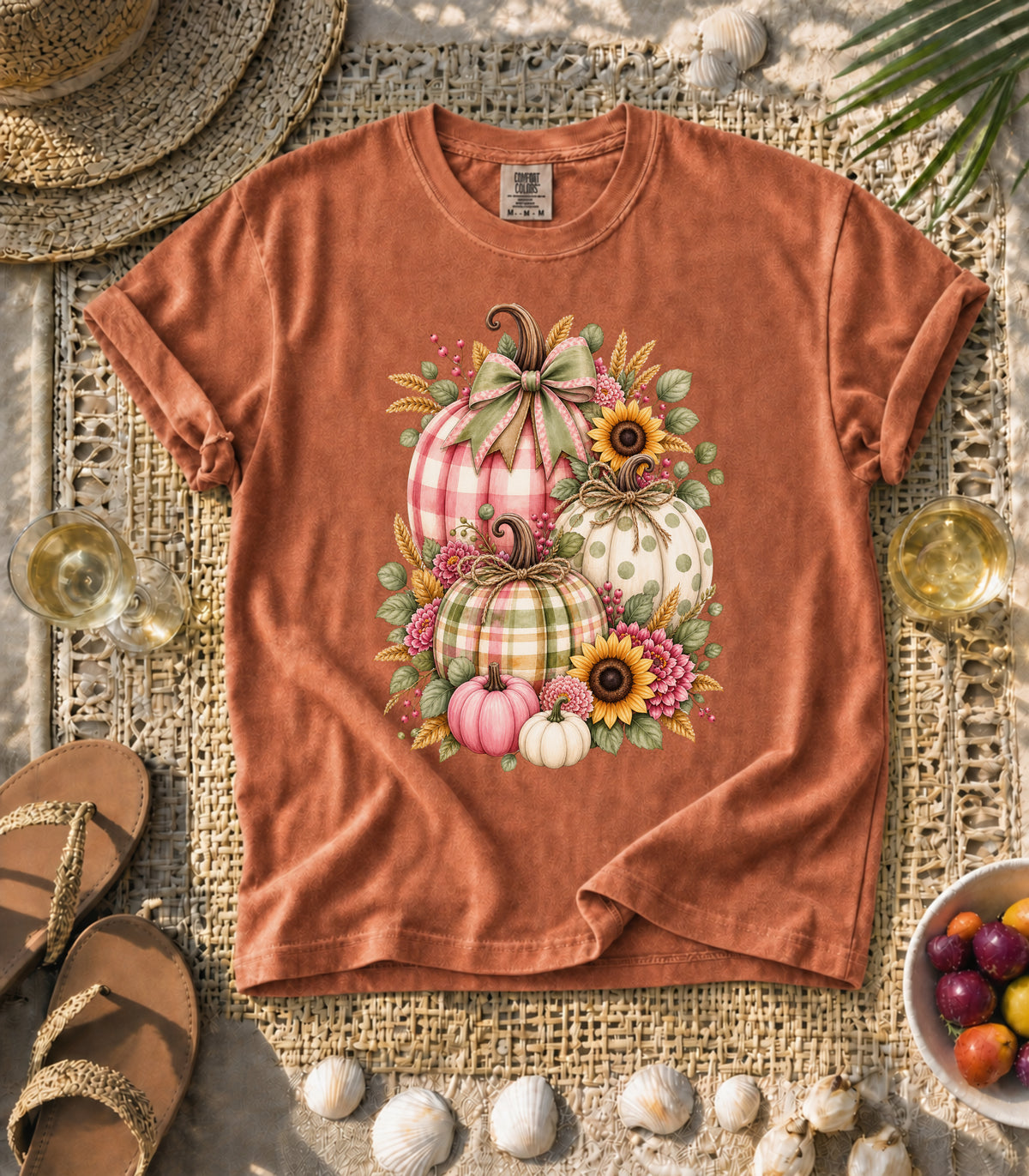 Plaid Pumpkin Sunflower Tee