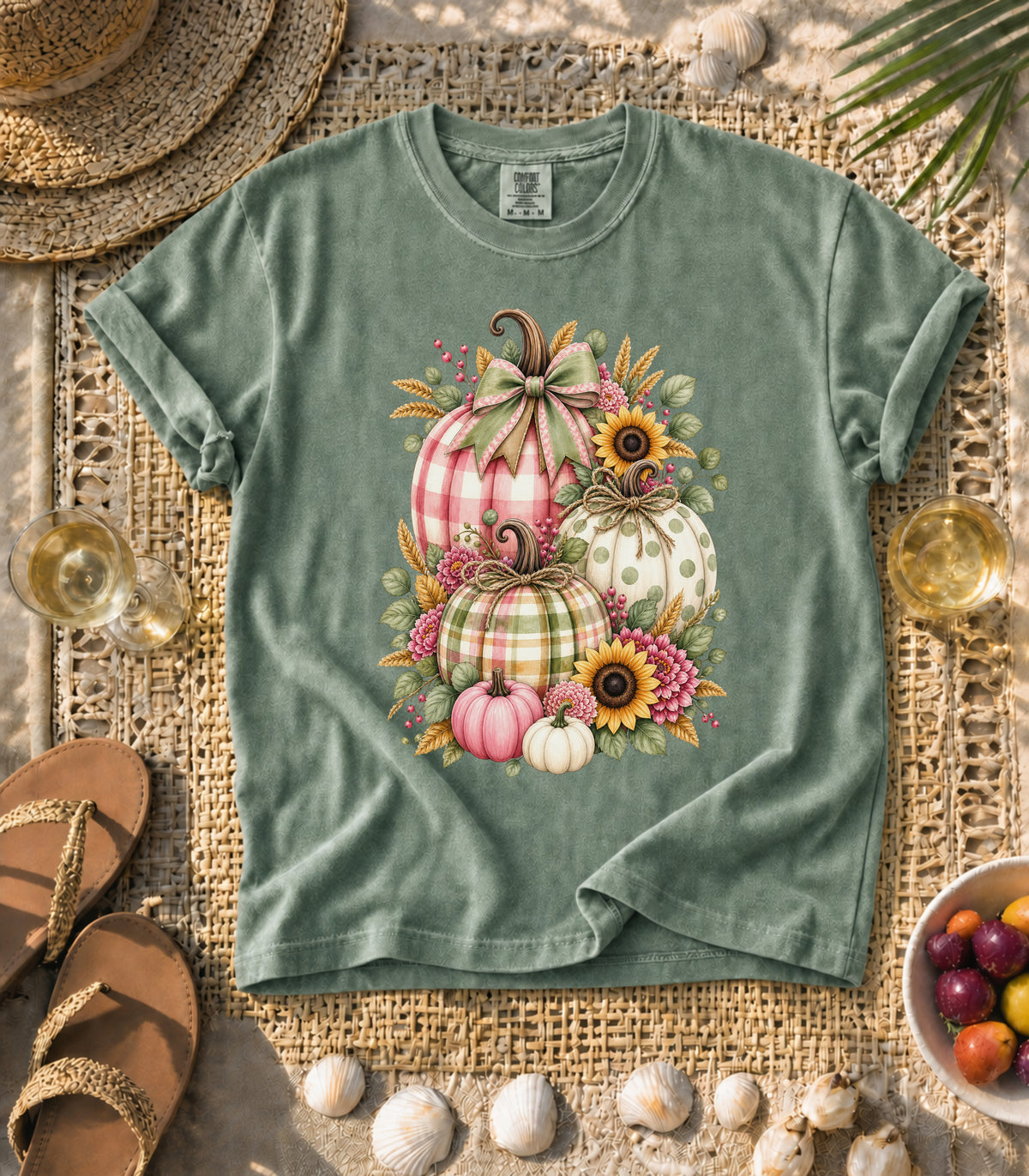 Plaid Pumpkin Sunflower Tee