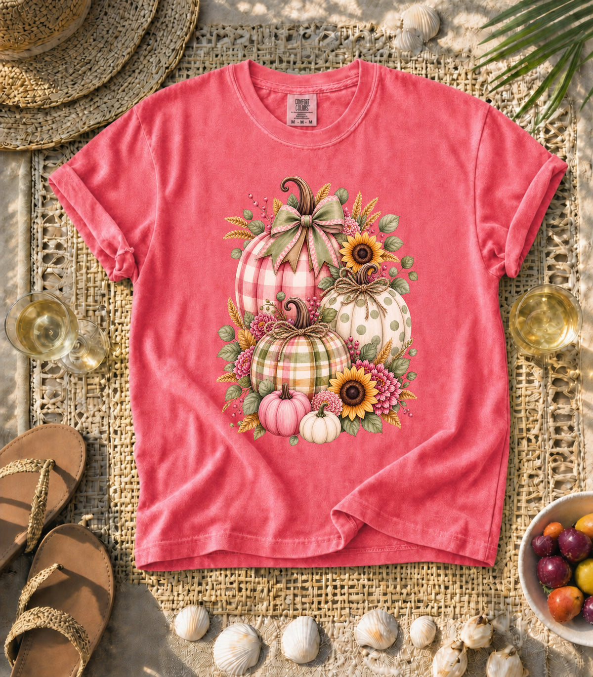 Plaid Pumpkin Sunflower Tee