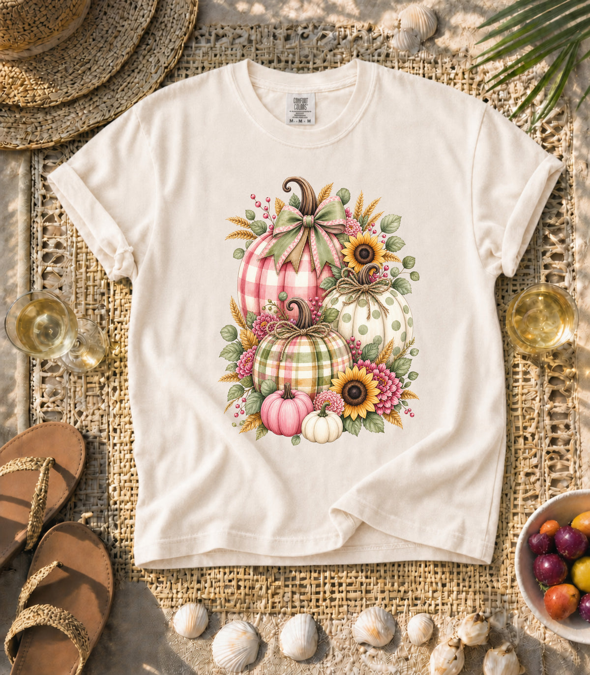 Plaid Pumpkin Sunflower Tee