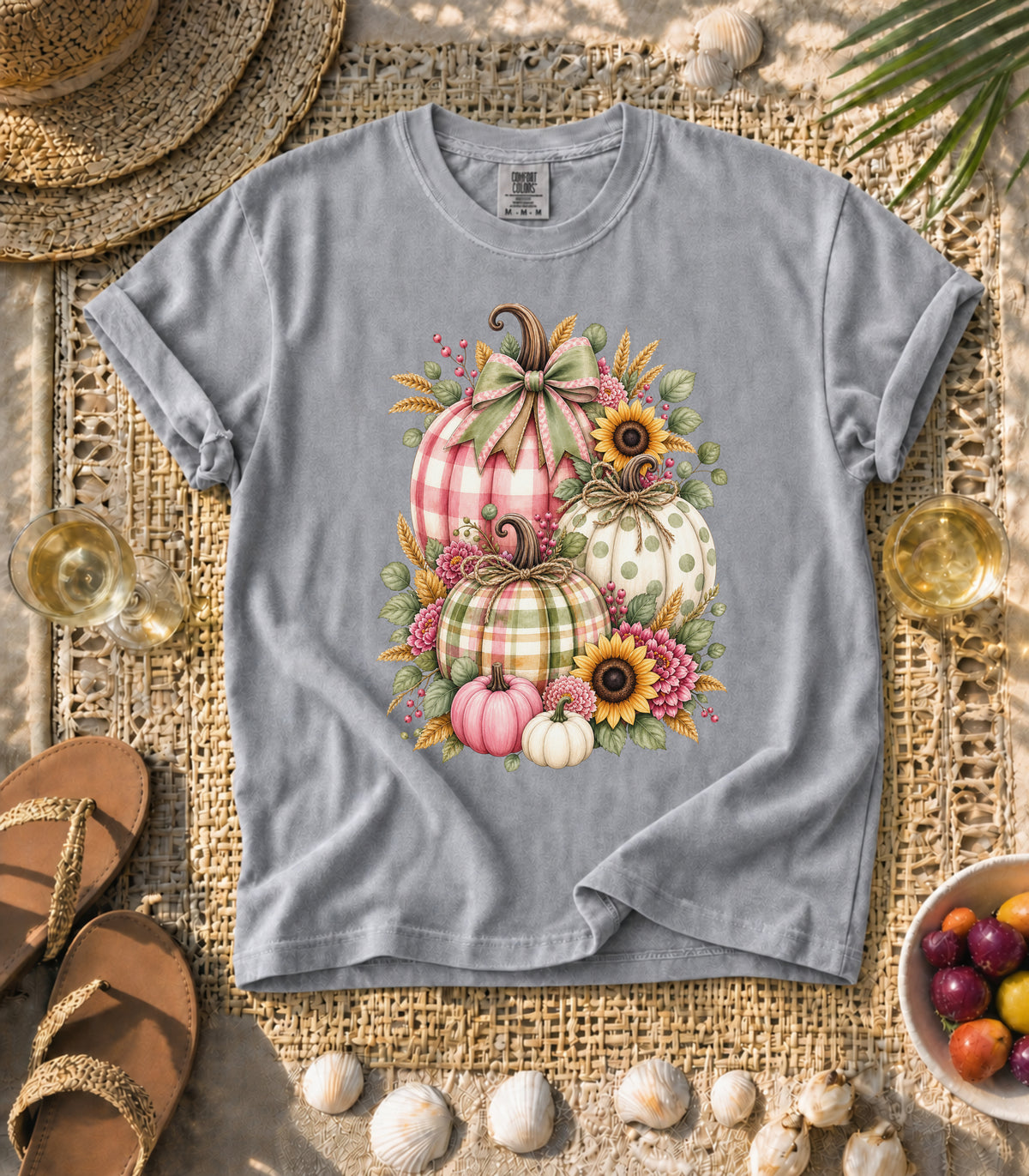 Plaid Pumpkin Sunflower Tee